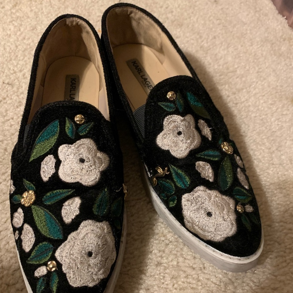 Karl Lagerfeld Embroidered Loafers
